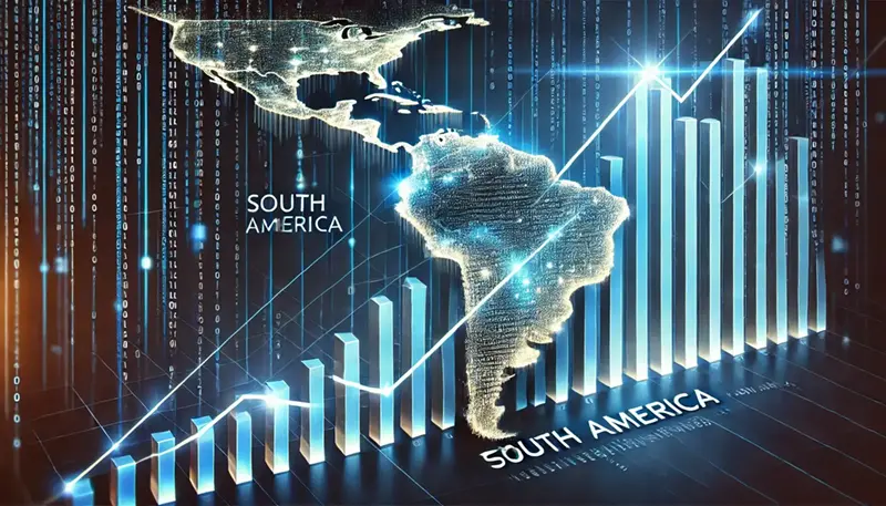 A bright blue digital graph representing a cost comparison between in-house vs. nearshore software development